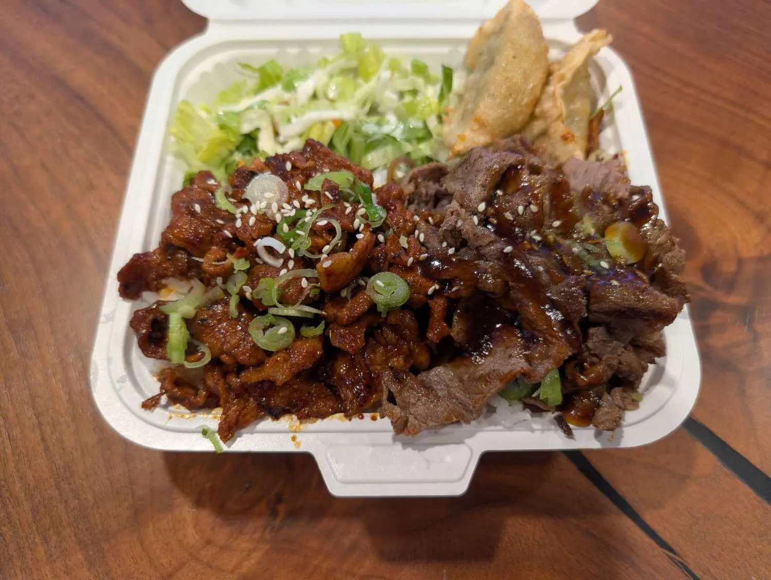 Spicy Pork+Bulgogi Combo Plate at Flock Gangnam Station, Asian Restaurant in Portland